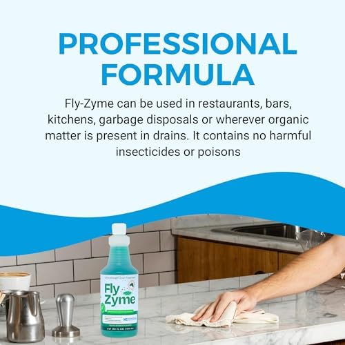 Fly-Zyme Enzyme Drain Cleaner Gel for Pipes, Fruit Flies & Odors, 32 fl oz