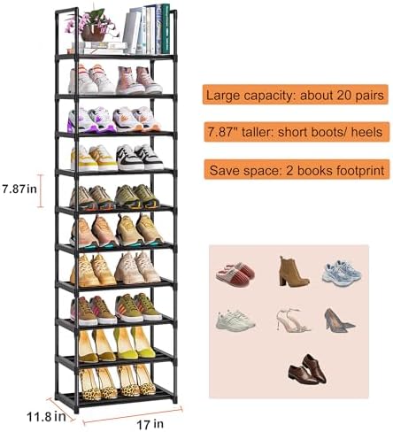 OYREL Shoe Rack - Sturdy Metal Shoes Storage Organizer for Closet, Entryway