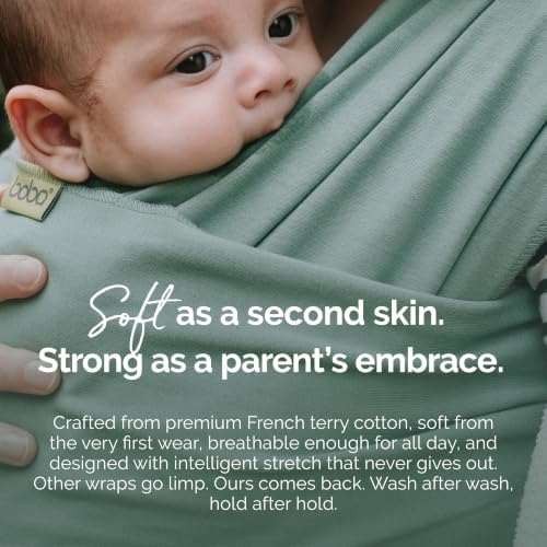 Boba Baby Wrap Carrier - Stretch Cotton Newborn Sling, Sage Green
