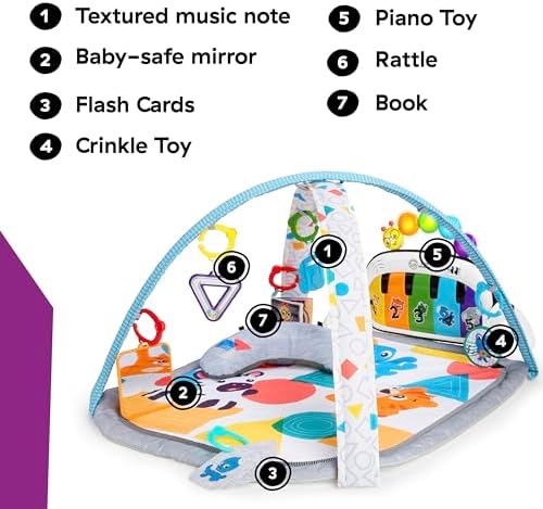 Baby Einstein 4-in-1 Kickin' Tunes Music and Language Play Gym and Piano Tummy Time Activity Mat