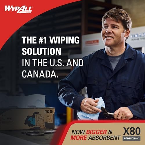 WypAll PowerClean X80 Heavy Duty Cloths, Jumbo Roll, 455 Towels (41055)