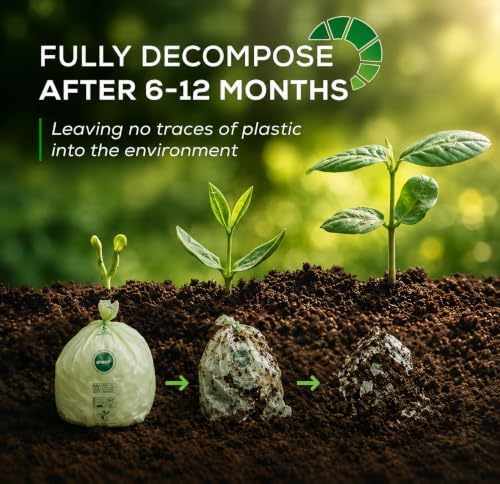 (Include 10 Bonus Bags) ANECO 100% Compostable Waste Bags 2.6 Gallon