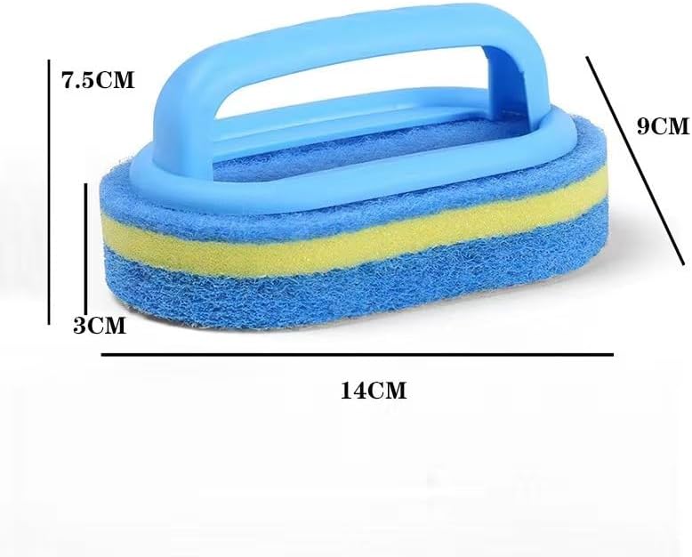 Thickened Cleaning Brush with Handle Household Cleaning Tool Kitchen Sponge Scrubber Bathtub for Toilet Tile Shower Wall Sink Floor Scrubbing (Blue)