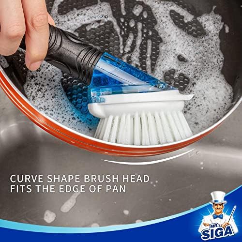 MR.SIGA Soap Dispensing Dish Brush, Kitchen Brush for Pot Pan Sink Cleaning
