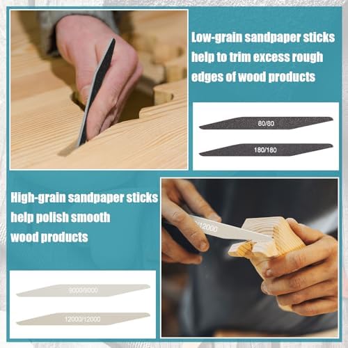 Honoson 20 Pcs Sanding Sticks Model, Low and High Grits, Double Angle Shape