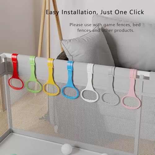 4Pcs Baby Playpen Pull up Rings, Pull up Rings for Play Pen, Playpen Accessories for Help Stand Up Walking Training Tool Newborn (Pink)