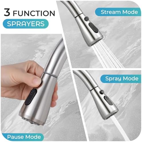 Brushed Nickel Kitchen Faucet with Pull Down Sprayer and Deck Plate