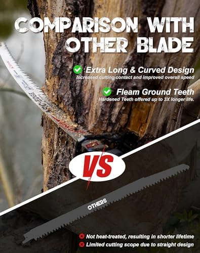 EZARC Arc Edge Reciprocating Saw Blades, 15-Inch 6TPI for Pruning, 3-Pack