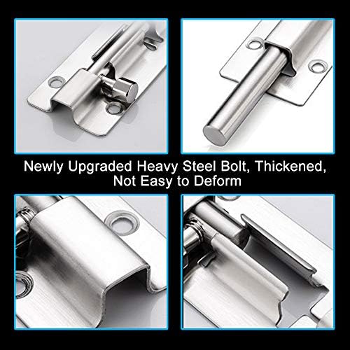 FATLODA 2 Pack Barrel Bolt Latch, 3 Inch Stainless Steel Slide Latch Lock