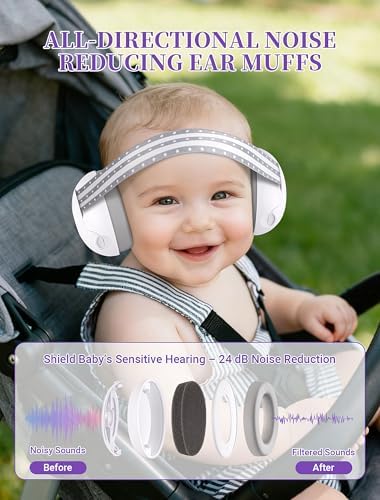 Baby Headphones for Noise, 2-in-1 Baby Ear Muffs Noise Protection