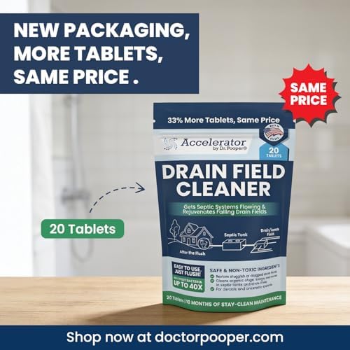 Dr. Pooper Septic Drain Field Cleaner Tablets – 20 Count, 10 Month Supply
