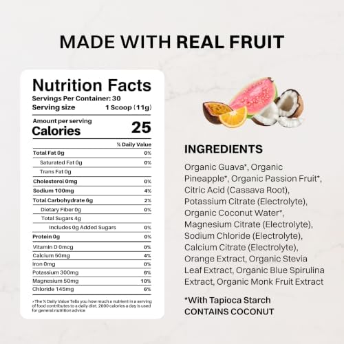 JUST Ingredients Blue Hawaiian Electrolyte Mix - No Sugar - 30 Servings