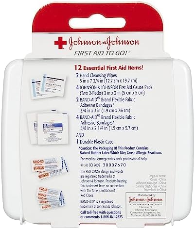 Johnson & Johnson First First Aid Kit Travel Size (Pack of 3 -- First Aid Kit for Car, Office, Purse)