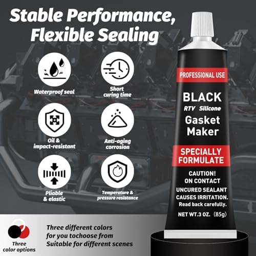 1DFAUL RTV Silicone Gasket Maker, High Temp Silicone Resist Oil, Black,170g