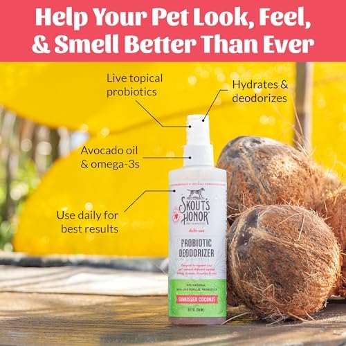 SKOUT'S HONOR Probiotic Dog Deodorizing Spray - Sunkissed Coconut, 8 oz