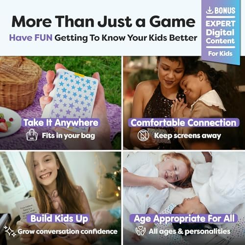 200 Kids Conversation Cards for Age 5-13; Fun Question Card Game for Family