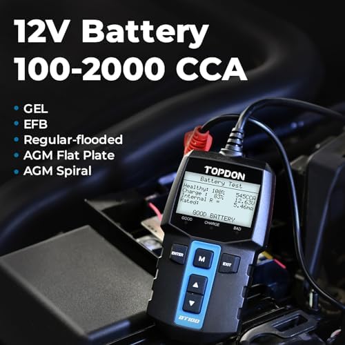 TOPDON BT100 12V Car Battery Tester, Automotive Battery Load Tester