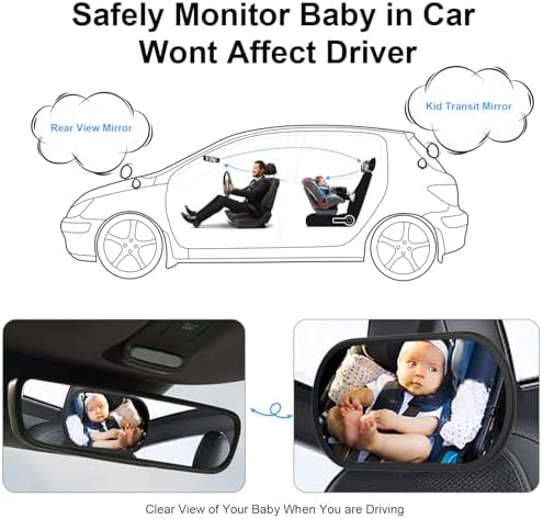 Baby Car Mirror, Car Seat Mirror for Rear Facing, Black