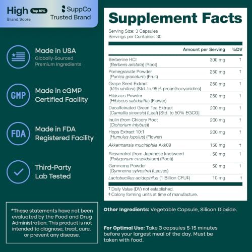 GLP-1 Support Supplement with Akkermansia, Berberine & EGCG for Gut Health