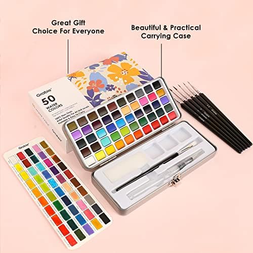 Grabie 50 Color Watercolor Paint Set with Brush Pens