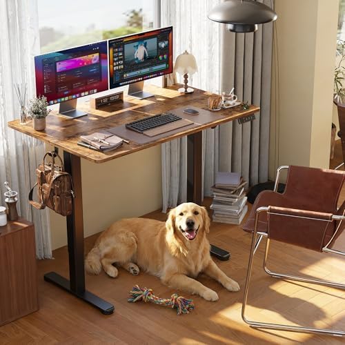 Claiks Electric Height Adjustable Standing Desk, 48x24 Inch, Rustic Brown