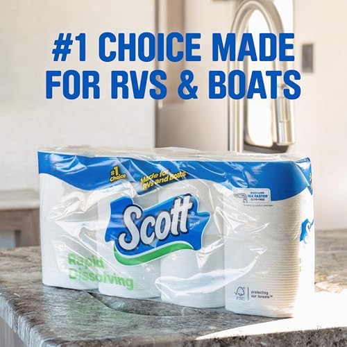 Scott Rapid-Dissolving Toilet Paper, 12 Double Rolls, 231 Sheets per Roll