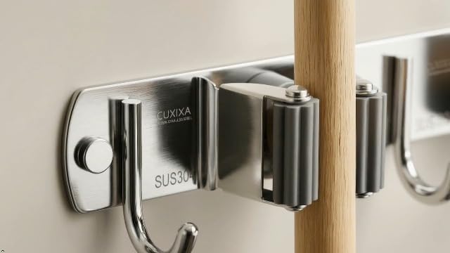 CUXIXA Mop and Broom Holder Wall Mount for Kitchen Garden Laundry Garage