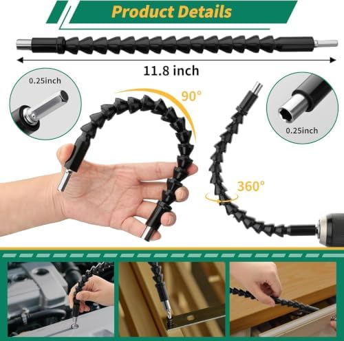 GRENPRO 19-Piece Flexible Drill Bit Extension Kit, 2 Right Angle Adapters