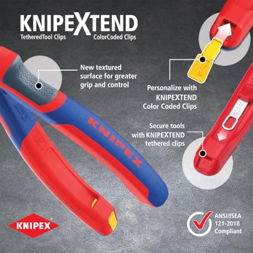 KNIPEX 74 22 200 Comfort Grip High Leverage Angled Diagonal Cutter, 8-Inch, Angled, Comfort Grip