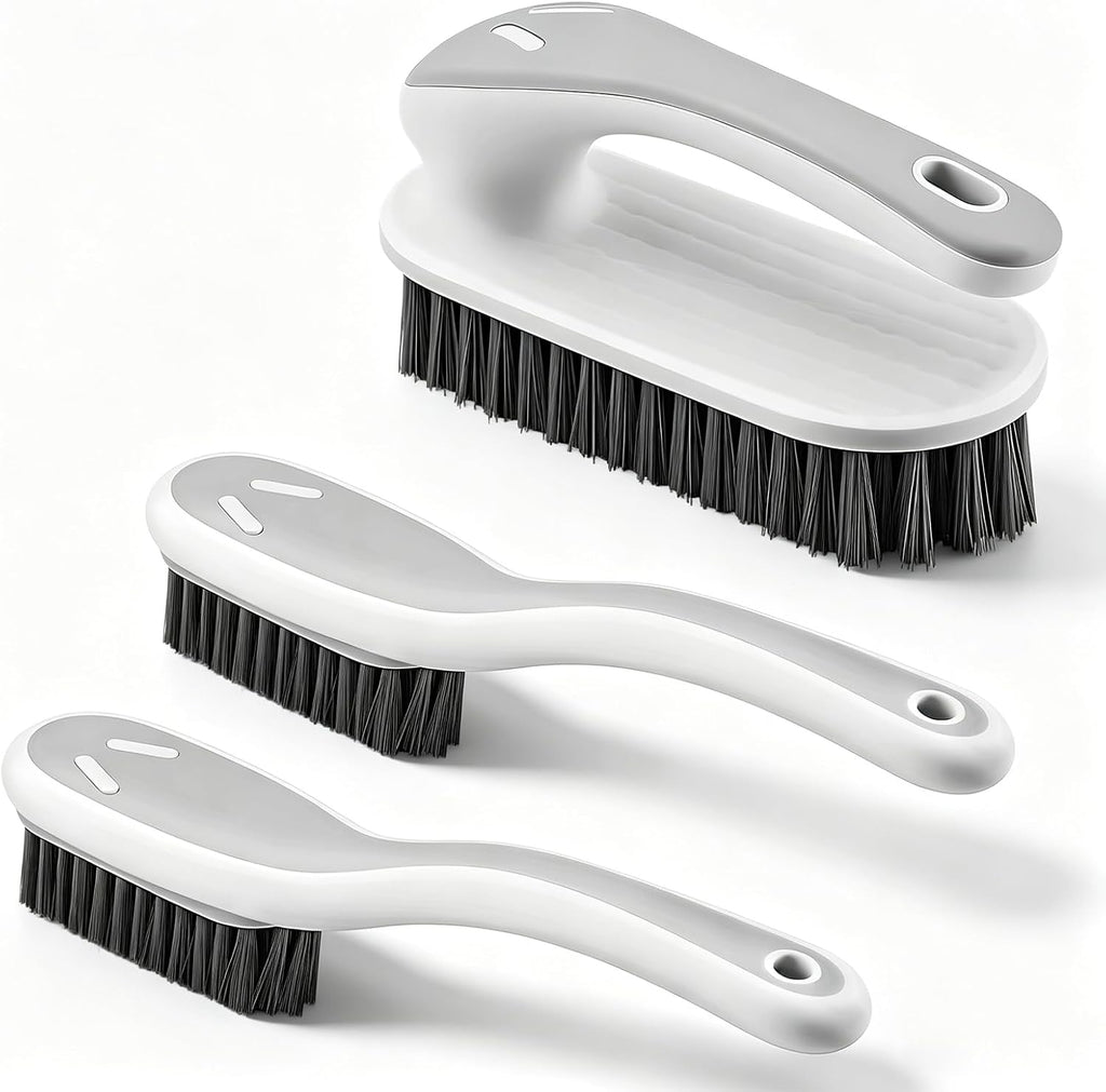 SetSail Soft Bristle Scrub Cleaning Brush 3 Pack Laundry Brush Gray White