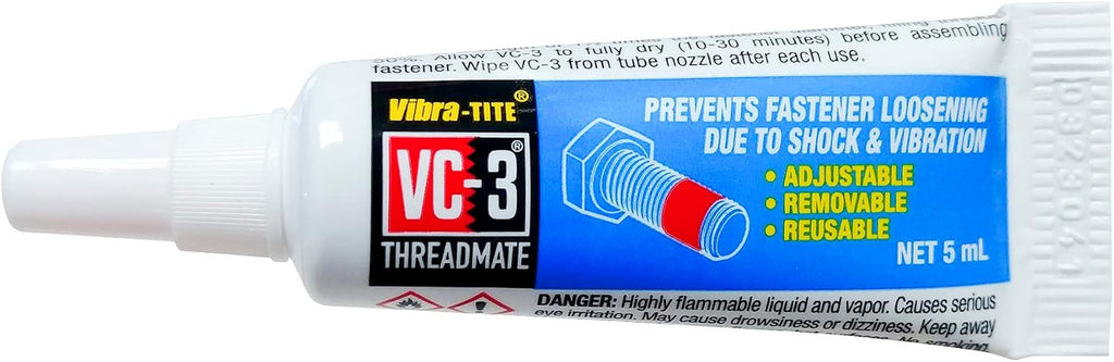 Vibra-TITE 213 VC-3 Threadmate Threadlocker, -65 to 165 Degree F, 5mL Tube, Red