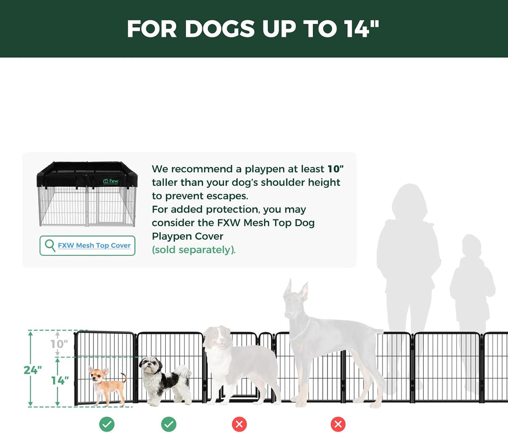 FXW Homeplus Indoor Dog Playpen, 24" H, 6 Panels, for Puppies & Small Dogs