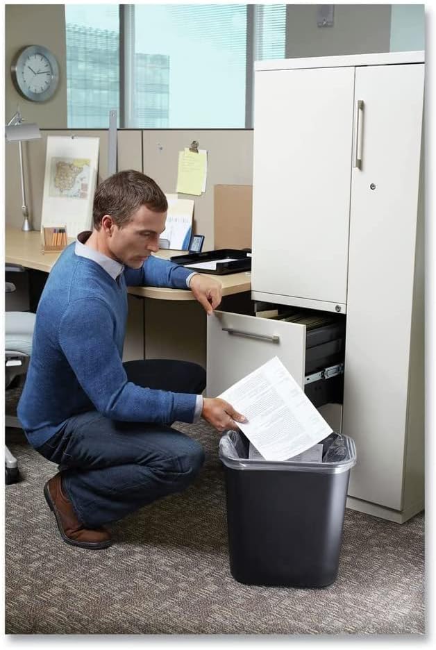 Rubbermaid Commercial 295600BK Deskside Plastic Wastebasket, Rectangular, 7 gal, Black (2)