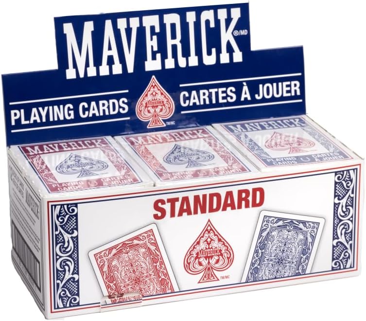 Maverick Playing Cards 12 Pack, Standard Index, Bulk Red and Blue Decks