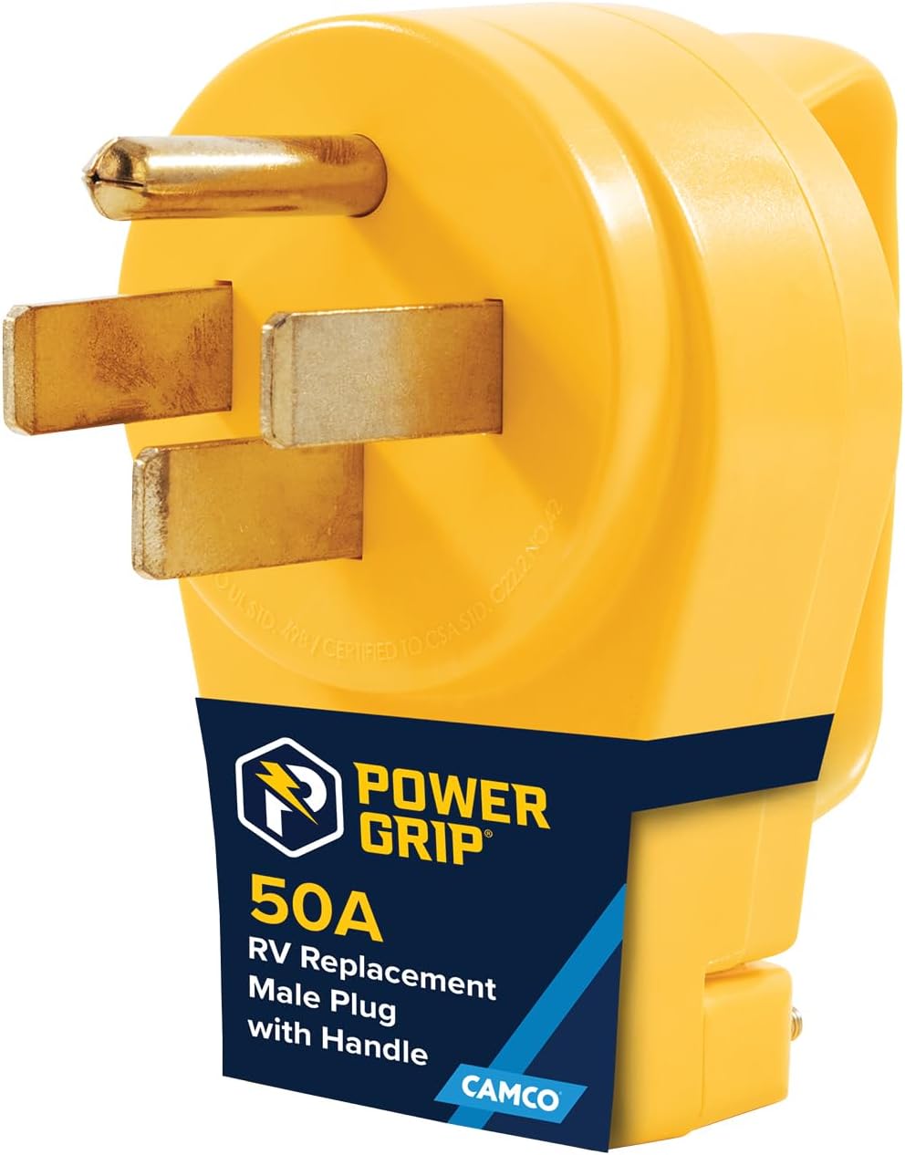Camco Power Grip 50 Amp RV Power Cord Replacement Plug - Easy to Install