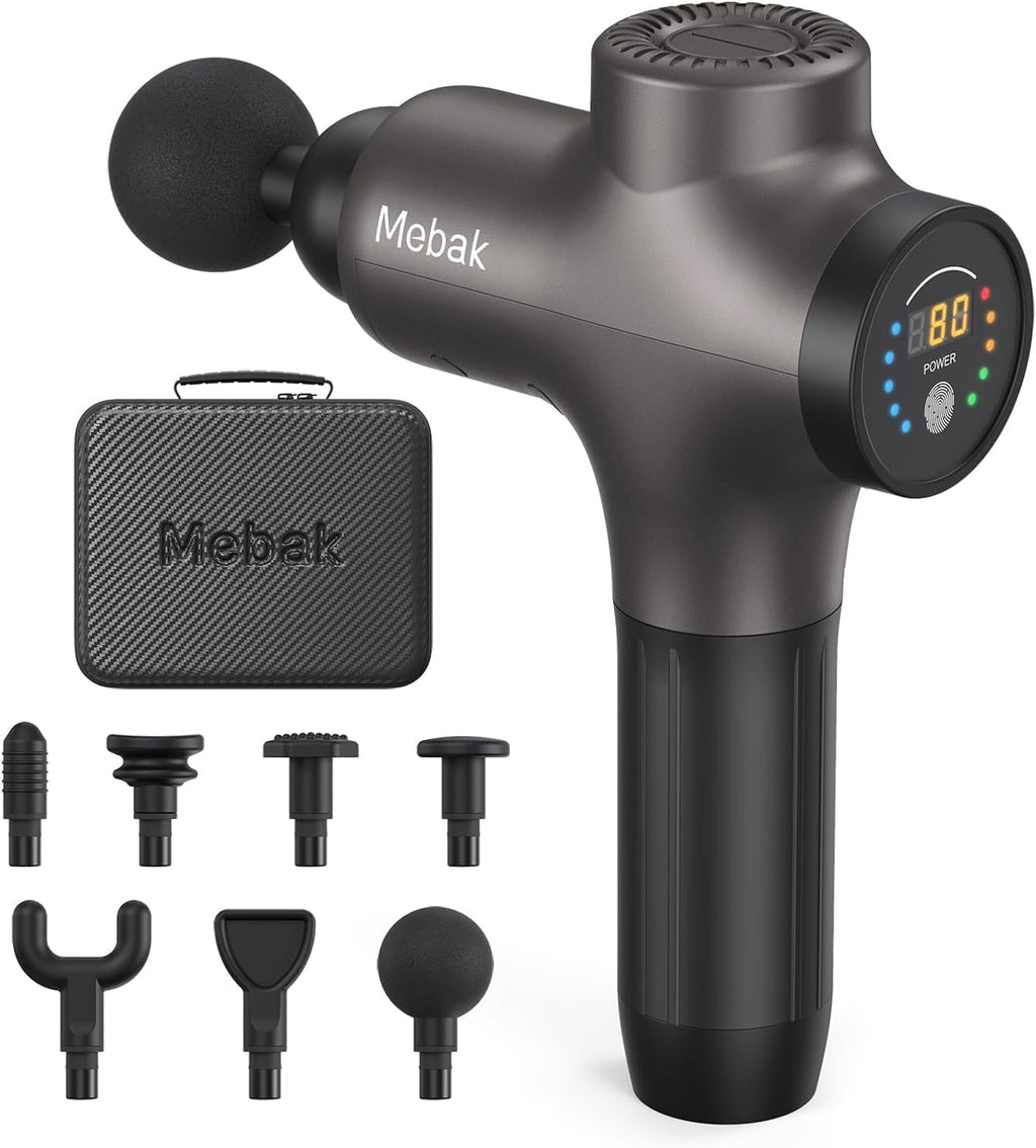 Mebak 3 Massage Gun, Massage Gun Deep Tissue for Athletes, Professional Muscle Percussion Massager, Massager for Shoulder Leg Back Body Pain Relief, Quiet Portable Sport Tool, Gifts for Him