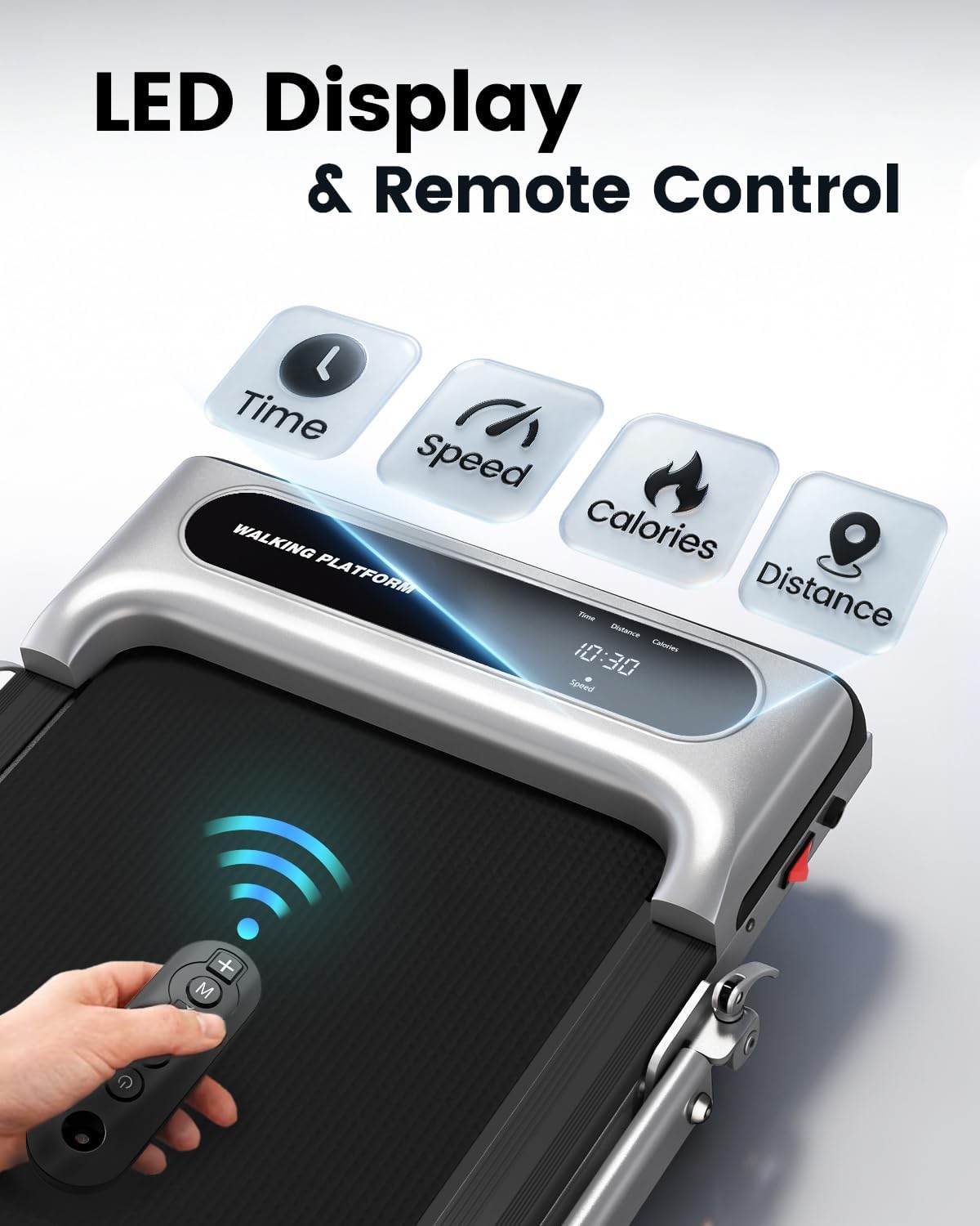 Yagud Walking Pad, Walking Pad Treadmill for Home Office, Portable Under Desk Treadmill with Remote Control and LED Display, Walking Jogging Running Machine