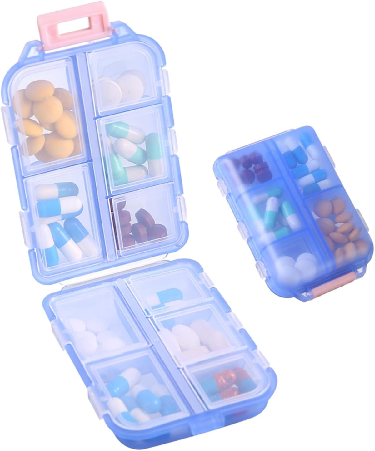 Travel Pill Organizer,10 Compartments Pill Case,Compact & Portable Pill Box
