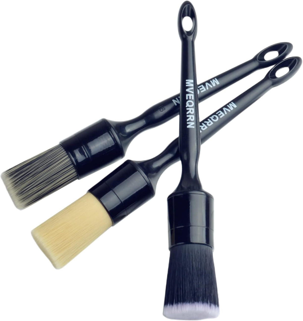 MVEQRRN 6 Pcs Car Detailing Brush Set, Boars Hair & Soft Cleaning Brushes