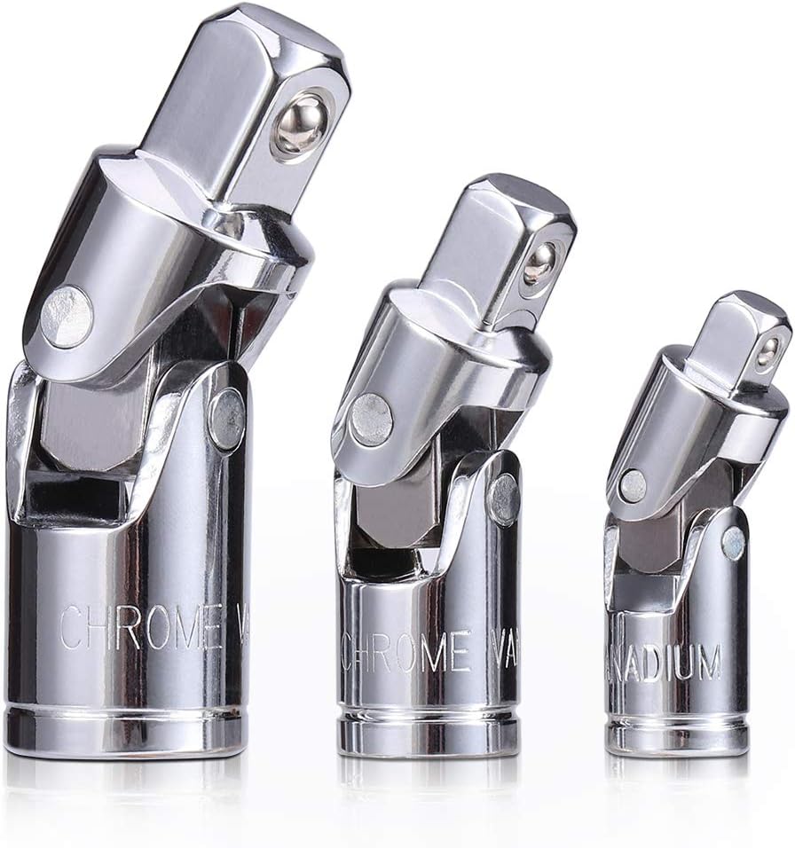 3PCS Universal Joint Socket Set, Cr-V Steel Swivel Socket Adapter Set