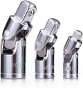 3PCS Universal Joint Socket Set, Cr-V Steel Swivel Socket Adapter Set