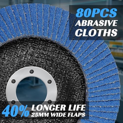 24 Pack Zirconia Flap Discs 4 1/2 for Angle Grinder 40 60 80 120 Grit