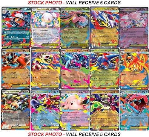 5 Pokemon - Mega Evolution ex Ultra Rare Card Lot - Assorted Variety - No Duplicates