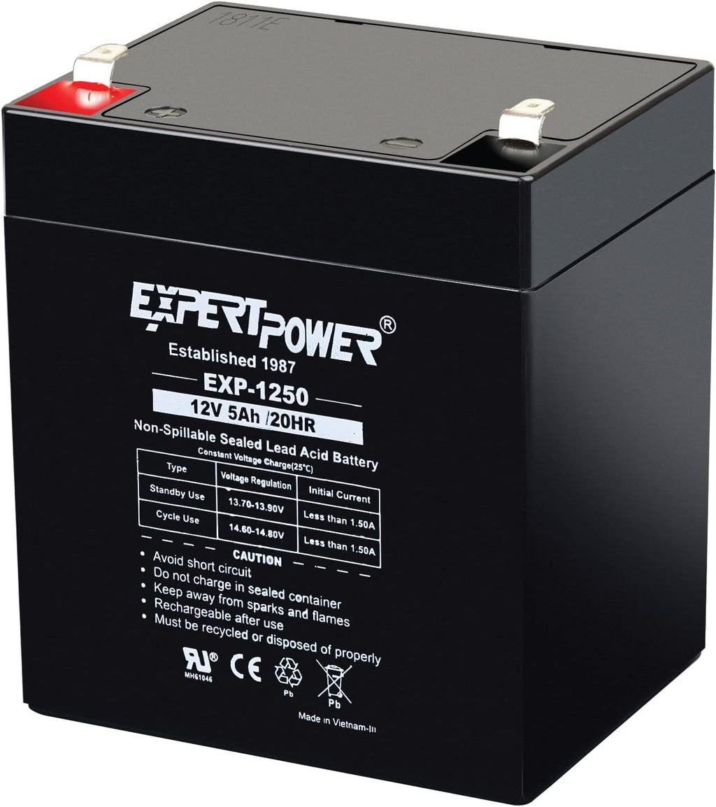 ExpertPower EXP1250, Rechargeable12V 5Ah UPS Battery with F1 Terminals