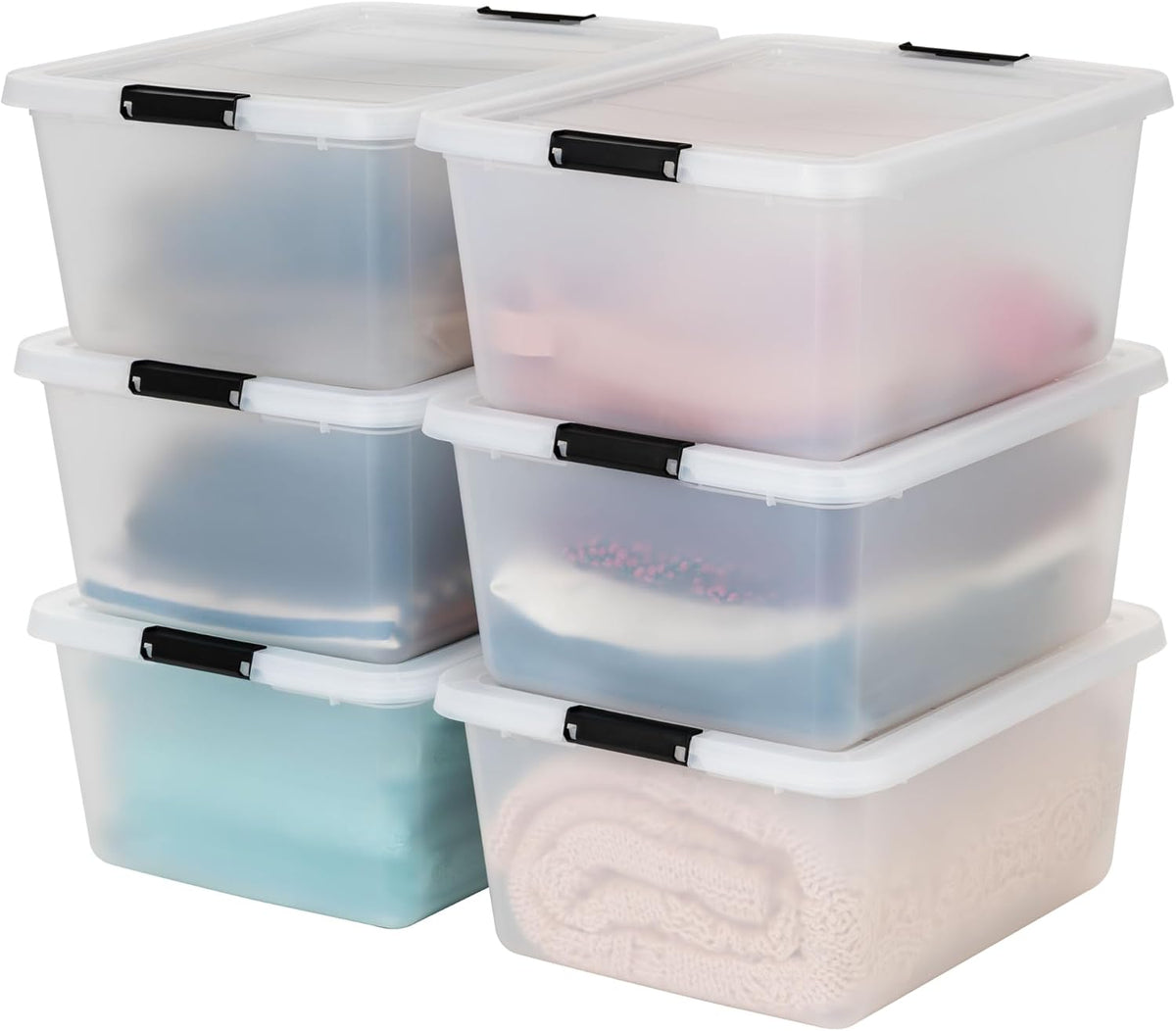 IRIS USA 6-Pack 32.5 Quart Clip Box with Latching Lid
