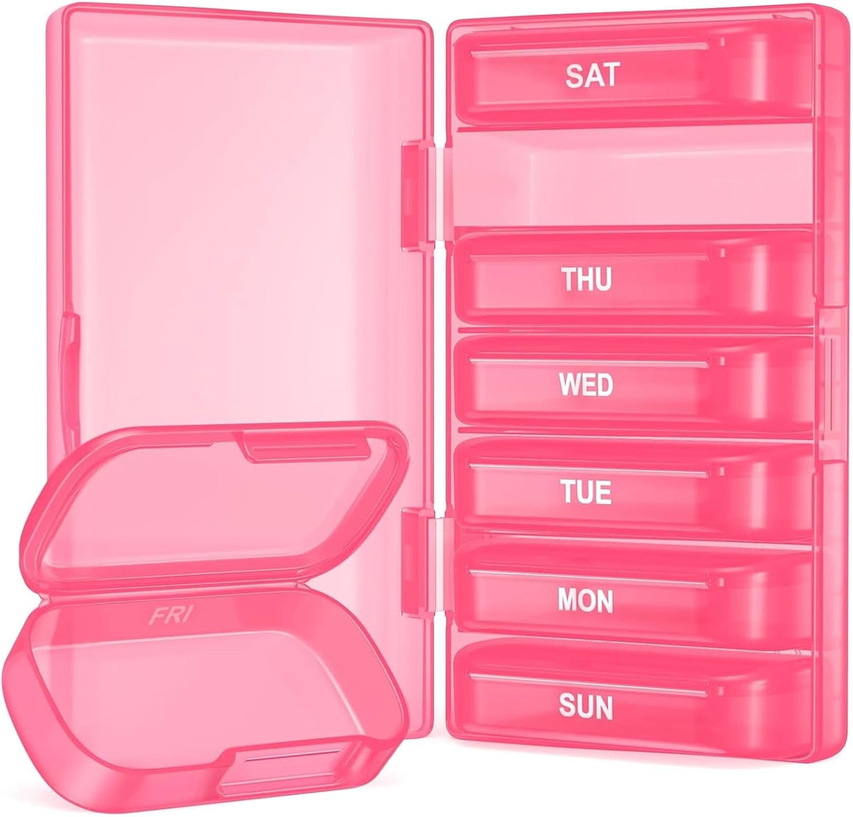 PULIV Weekly Pill Organizer with Large Capacity, Dual Protection (Black)