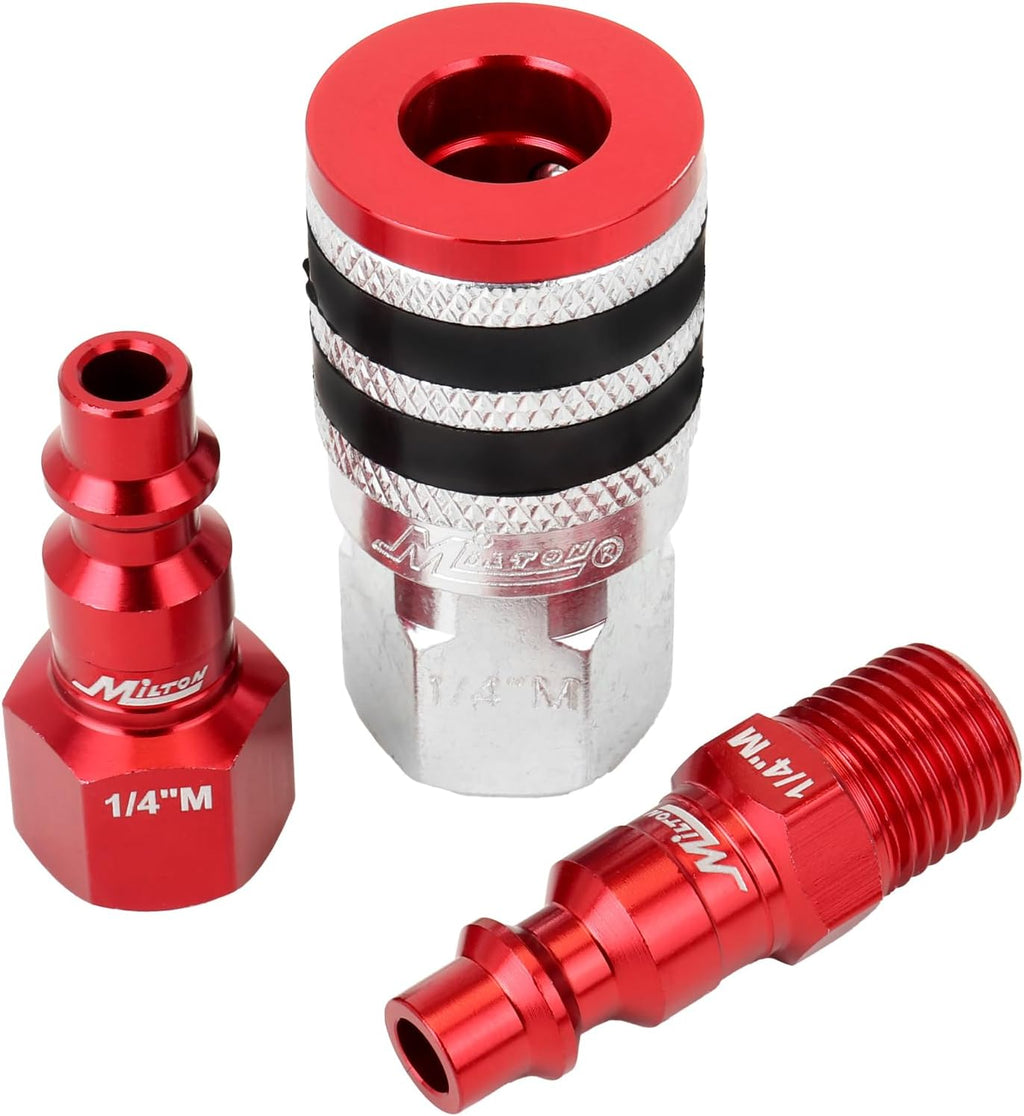 Milton S-314MKIT ColorFit Coupler & Plug Kit - (M-Style, Red) - 1/4" NPT, (14-Piece)