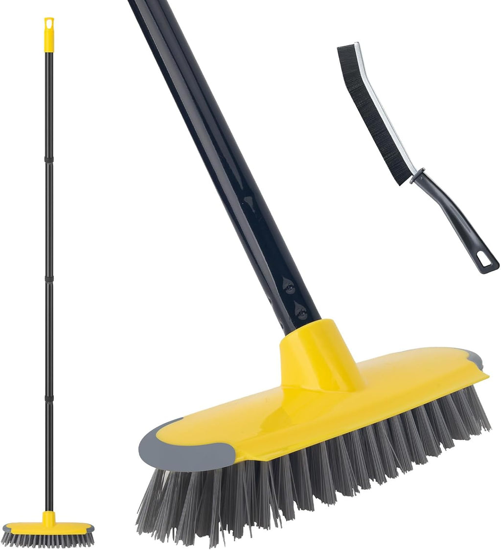 Deck Brush with Long Handle, 50'' Floor Scrub Broom for Shower, Patio