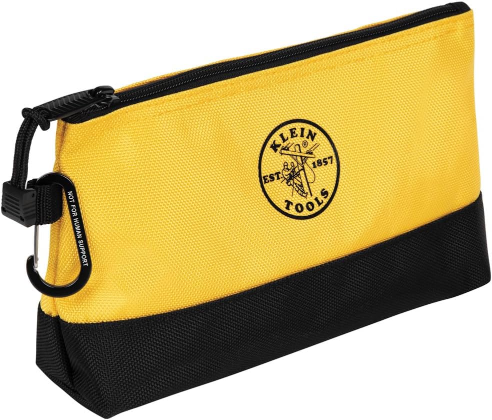 Klein Tools 55569 Stand-Up Zipper Bag Tool Pouch with Carabiners, Reinforced Gusseted Bottoms, Water Resistant 1680d, Multi-Size 5-Pack