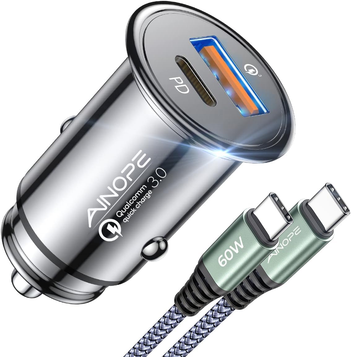 AINOPE 67.5W 12V Car Charger, Cigarette Lighter USB Charger Fast Charging